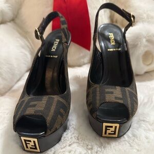 NEW! Fendi Black and Brown Platform Shoes